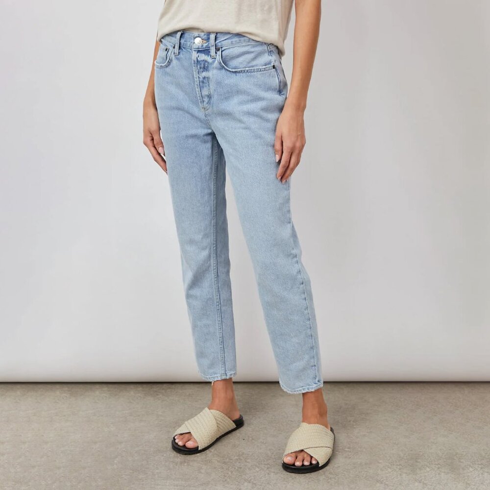 Rails Melrose Classic Slim High Waist Button Fly Straight Leg Light Wash Jeans
